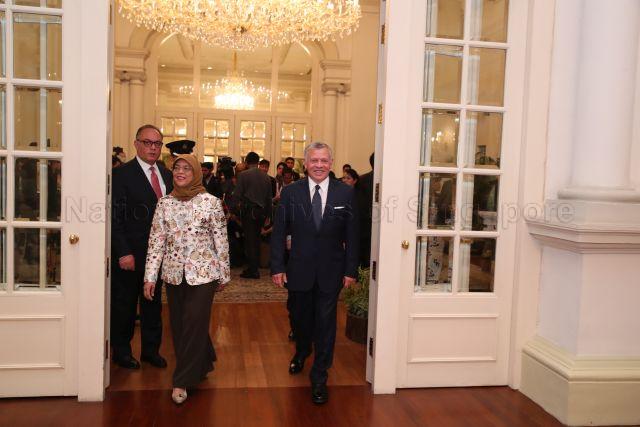 Taken at: Call on President Halimah Yacob by His Majesty King of the Hashemite Kingdom of Jordan Abdullah II Ibn Al Hussein at the Istana Pictured: His Majesty King of the Hashemite Kingdom of Jordan Abdullah II Ibn Al Hussein and President Halimah Yacob