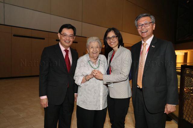 Taken at: The Singapore Bicentennial Conference organised by the Institute of Policy Studies (IPS) at the Raffles City Convention Centre Pictured: Guest-of-Honour Deputy Prime Minister and Minister for Finance Heng Swee Keat, Associate Professional Fellow at the NUS Social Work Department Ann Wee, NUS President Professor Tan Eng Chye and CEO of the National Heritage Board Chang Hwee Nee