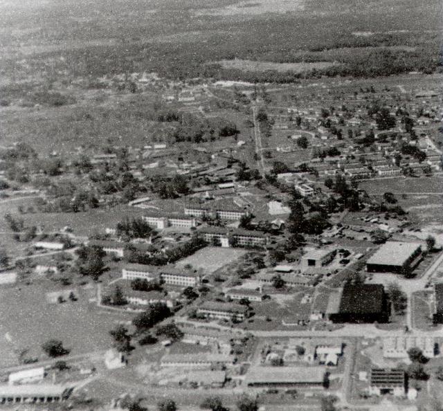 Aerial view over RAF Seletar Camp