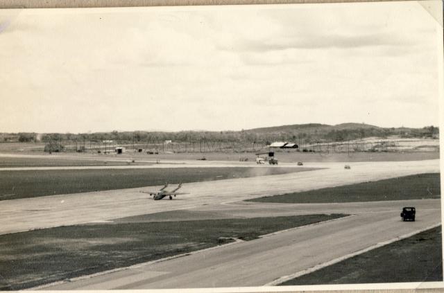 60 Squadron Vampire returning from a strike when nose wheel collapsed