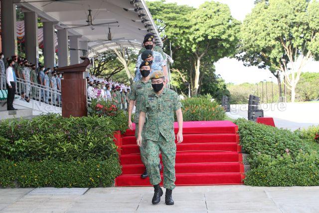 Taken at: Singapore Armed Forces (SAF) Day Parade at SAFTI Military Institute (SAFTI MI) Pictured: Chief of Army Major-General Goh Si Hou, Chief of Air Force Major-General Kelvin Khong, Chief of Navy Rear-Admiral Aaron Beng and Chief of Defence Force Lieutenant-General Melvyn Ong