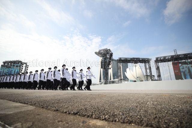 Taken at: National Day Parade (NDP) ceremonial parade rehearsal at The Float @ Marina Bay