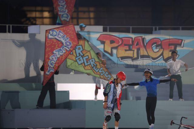 Taken at: National Day Parade (NDP) 2021 ceremonial parade at The Float @ Marina Bay