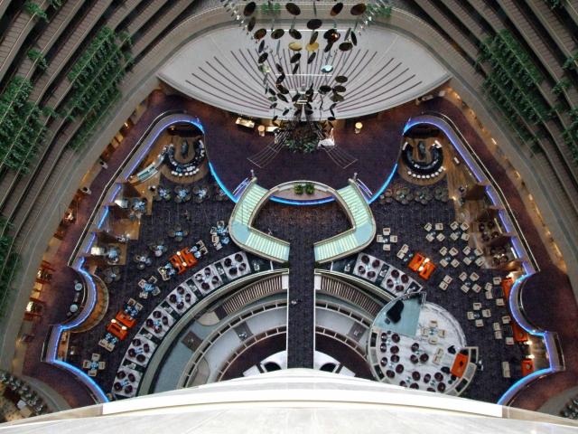 Top view of Pan Pacific hotel lobby at Marina Square