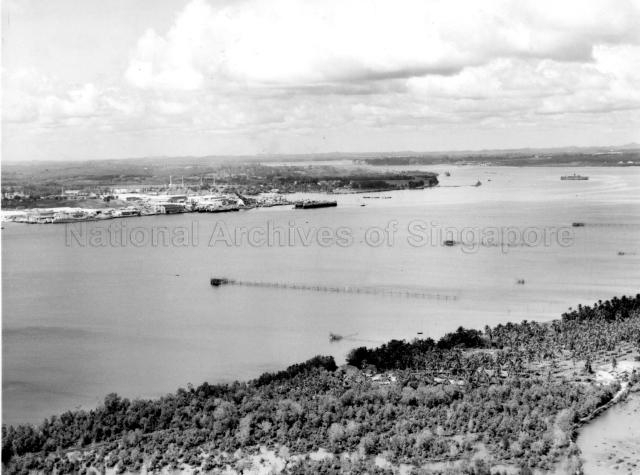 Aerial view of the Johore Straits.