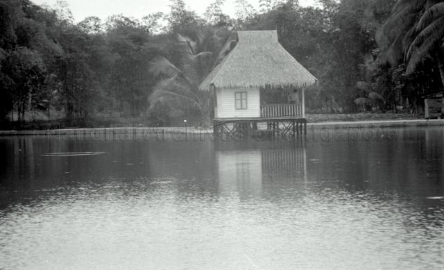 Photograph of a fishing hut in the Jalan Kayu fishing pond