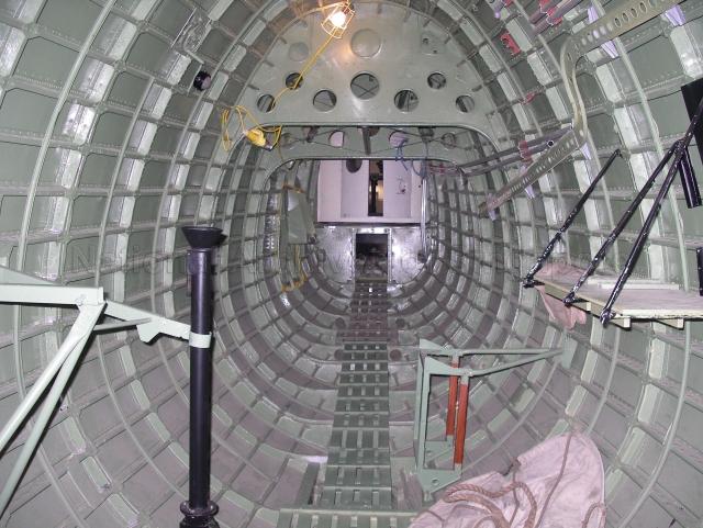 Imperial War Museum, Duxford, U.K. Interior of a Short Sunderland flying boat - Towards the rear turret.