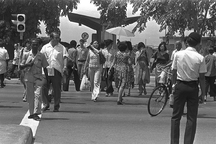 A TOTAL OF 1,152 JAYWALKERS WERE 'BOOKED' WHEN THE NEW