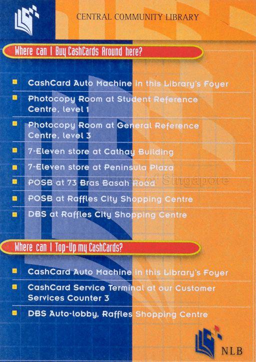 Central community library : Where can I buy cashcard around here? Where can I top-up my cashcard?