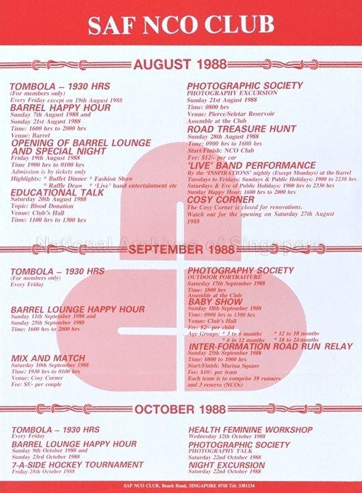 SAF NCO Diary Of Events * August To October 1988.