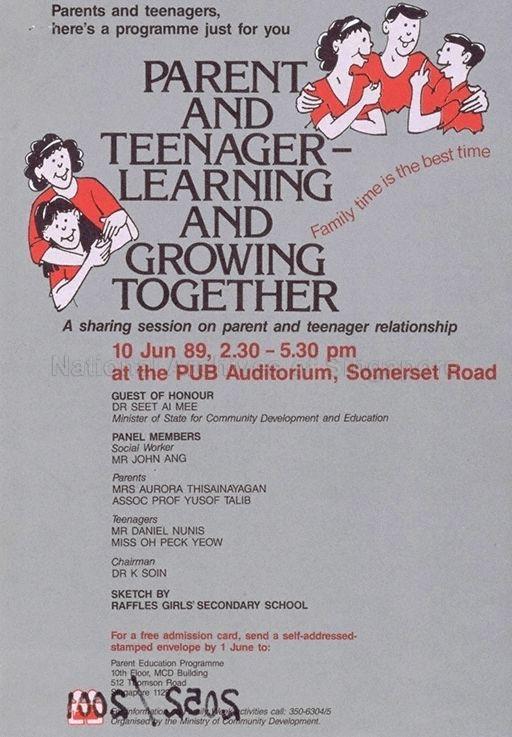 Parent and Teenager - Learning And Growing Together * PUB Auditorium, Somerset Road * 10 Jun 89 * 2.30pm - 5.30pm.