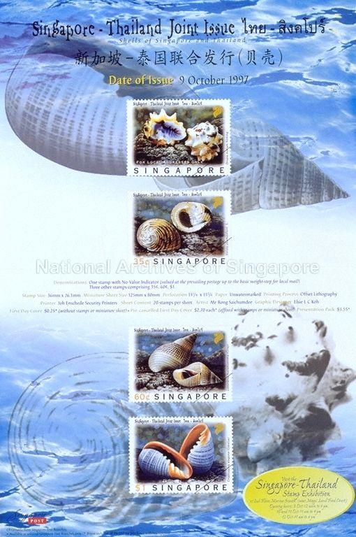 Singapore - Thailand Joint Issue * Shells of Singapore and Thailand * Date of Issue: 9 October 1997.