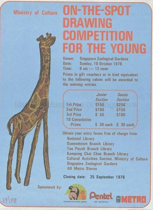 On the spot drawing competition for the young  : Singapore Zoological Gardens, 10.10.76, 9am-12 noon.