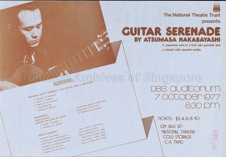 Guitar serenade by Atsumasa Nakabayashi  : DBS Auditorium,  7 October 1977,  8.30pm.