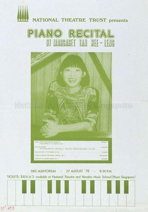 Piano recital by Margaret Tan Hee Leng  : DBS Auditorium, 27 August '78, 8.30 pm