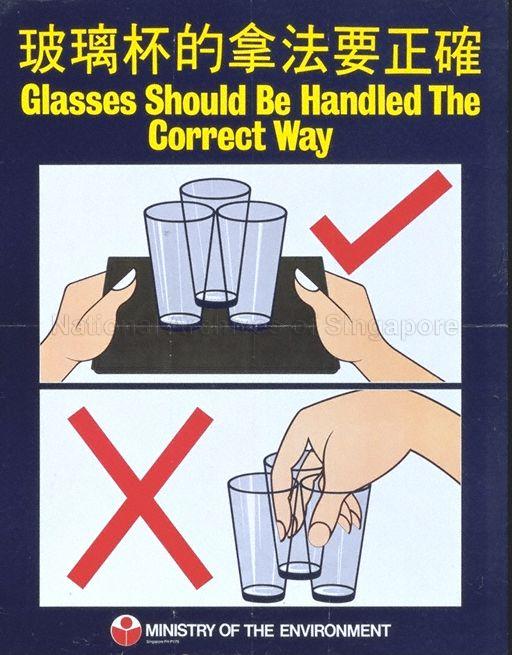 Glasses should be handled the correct way (Text in English