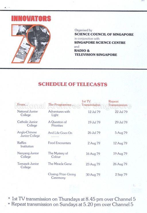 Innovators '79  : schedule of telecasts.