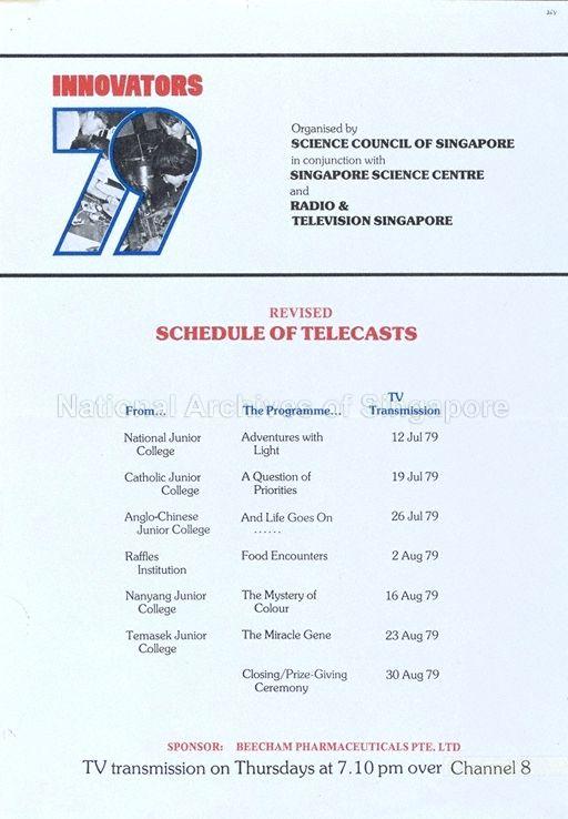 Innovators '79  : revised schedule of telecasts.
