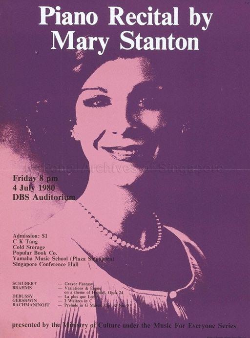 Piano Recital By Mary Stanton * 4 July 1980 * 8pm * DBS Auditorium