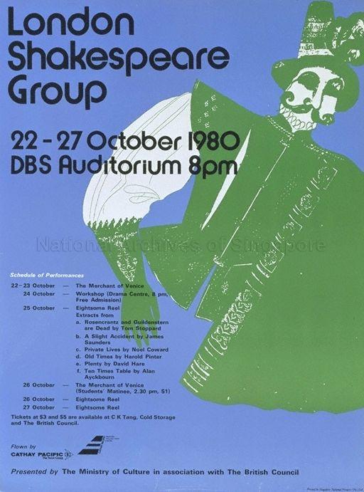 London Shakespeare Group  : 22-27 October 1980, DBS Auditorium, 8pm.