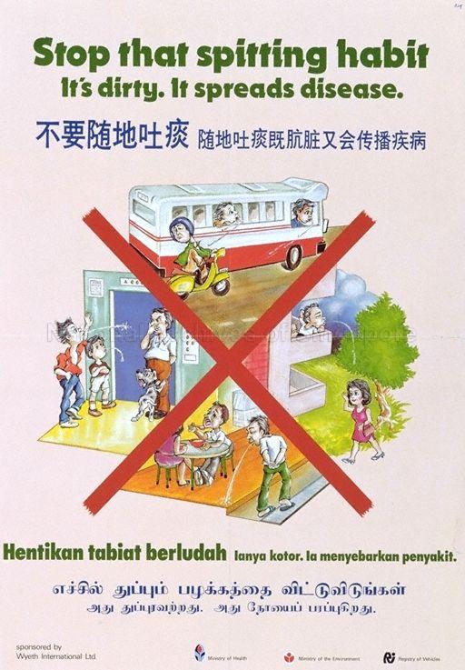 Stop that spitting habit  : it's dirty, it spreads disease (Text in English, Chinese, Malay & Tamil)