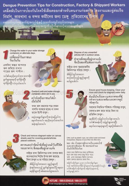 Dengue prevention tips for construction, factory & shipyard workers (Text in English and Thai)